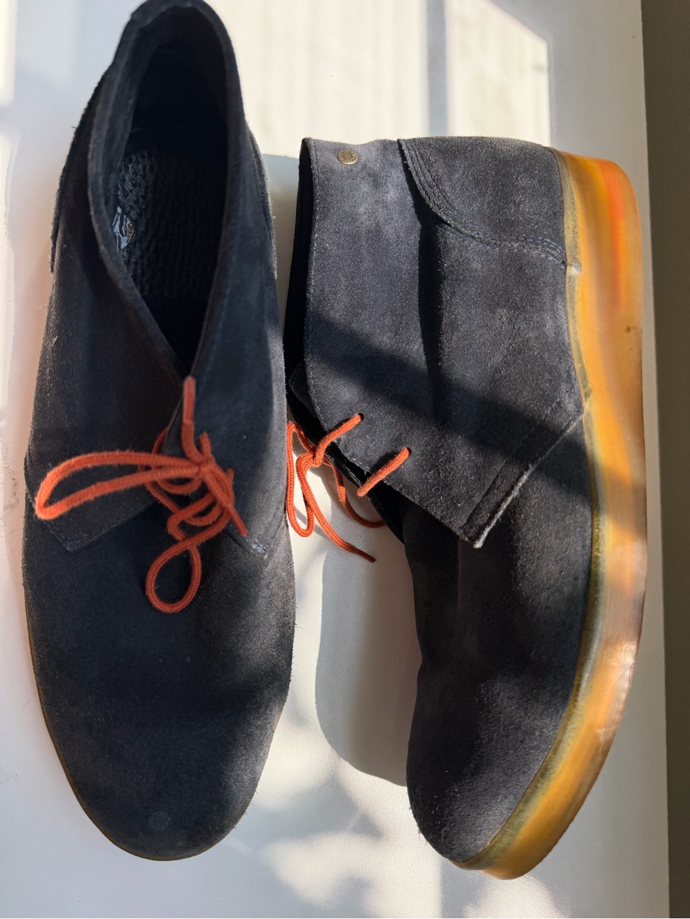 Diesel Men's Black Suede Chukka Boots with Orange Laces